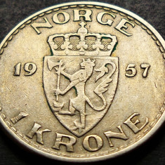 Moneda 1 COROANE / KRONE - NORVEGIA, anul 1957 * cod 413 D