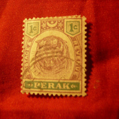 Timbru Perak Malaya 1895 val. 1C stampilat - Tigru