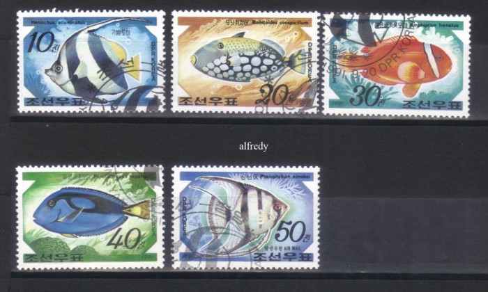 Coreea de Nord 1991, Fauna, Pesti, stampilat