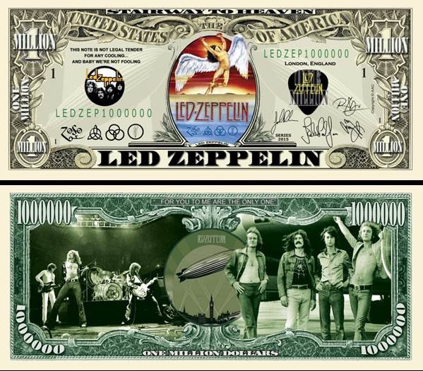 !!! SUA = FANTASY NOTE (TJ6) = TRUPA &#039;&#039; LED ZEPPELIN &#039;&#039; - 2015 - UNC