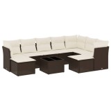 Cumpara ieftin Set canapele de gradina cu perne, 10 piese, maro, poliratan
