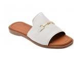 Cumpara ieftin Papuci OZIYS albi, 2024, din piele naturala
