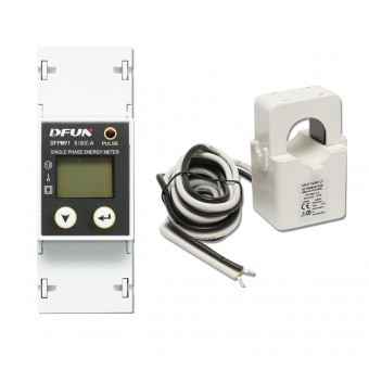 Kit releu putere DFUN DFPM91 smart meter, monofazic 220V, 63A cu siguranta digitala, transformator Split Core 600V, 50-60Hz foto