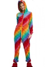 PJM137-100 Pijama pufoasa intreaga cu model fish scale belt