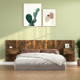 VidaXL Tăblie de pat cu dulapuri, stejar fumuriu, lemn prelucrat