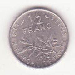 Franța 1/2 franc 1966 foto