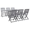 Gossi set mobilier de gradina, 7 piese, gri, lemn masiv de acacia