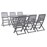 Gossi set mobilier de gradina, 7 piese, gri, lemn masiv de acacia