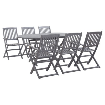 Gossi set mobilier de gradina, 7 piese, gri, lemn masiv de acacia foto