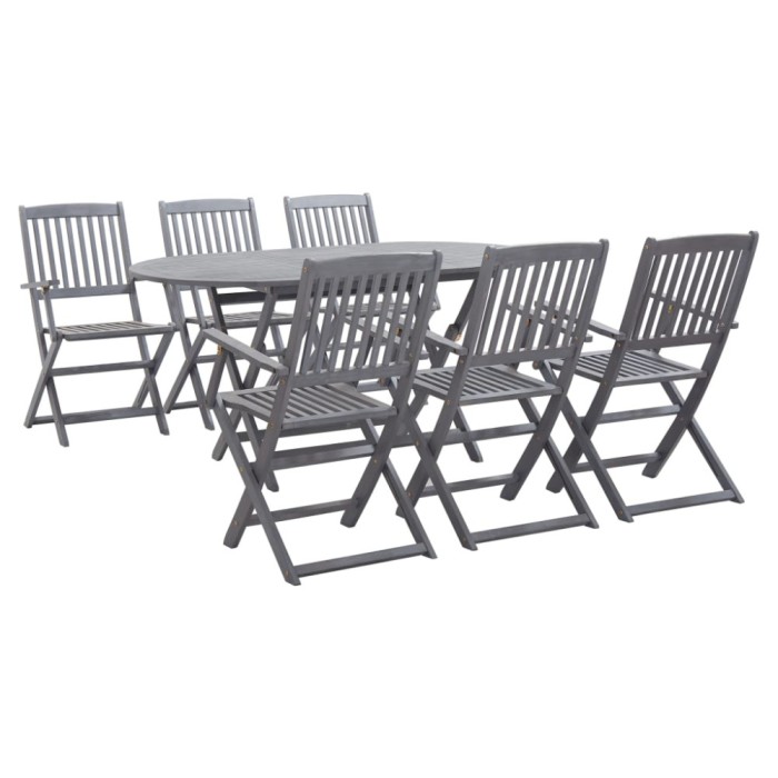 Gossi set mobilier de gradina, 7 piese, gri, lemn masiv de acacia