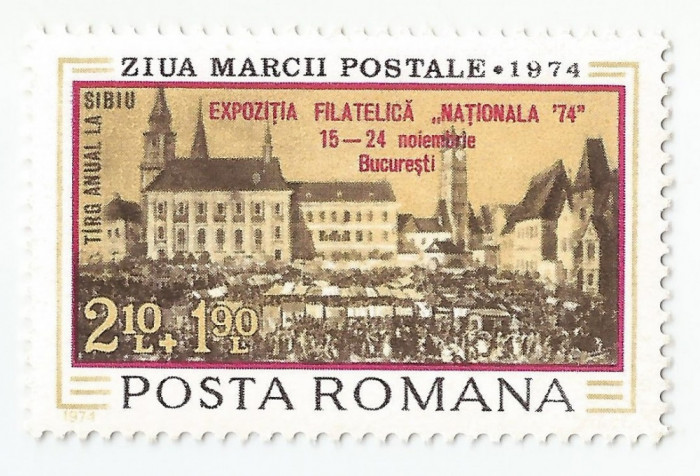 Romania, LP 864/1974, Expozitia Filatelica &quot;Nationala &#039;74&quot; (supratipar), MNH
