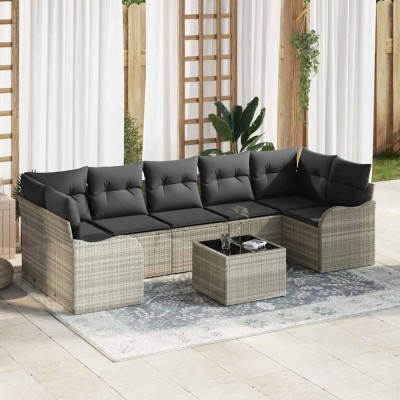 vidaXL Set de canapele pentru grădină 8 pcs Gri deschis și gri &amp;icirc;nchis 3354291 foto