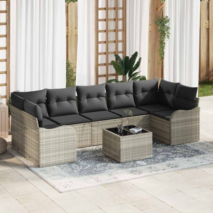vidaXL Set de canapele pentru grădină 8 pcs Gri deschis și gri &icirc;nchis 3354291
