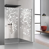 Paravan dus cu usa glisanta Glissando INOX, model Dance alb, sticla clara securizata, pentru nisa cu latime intre 170-180x205 cm, Leroy Glass