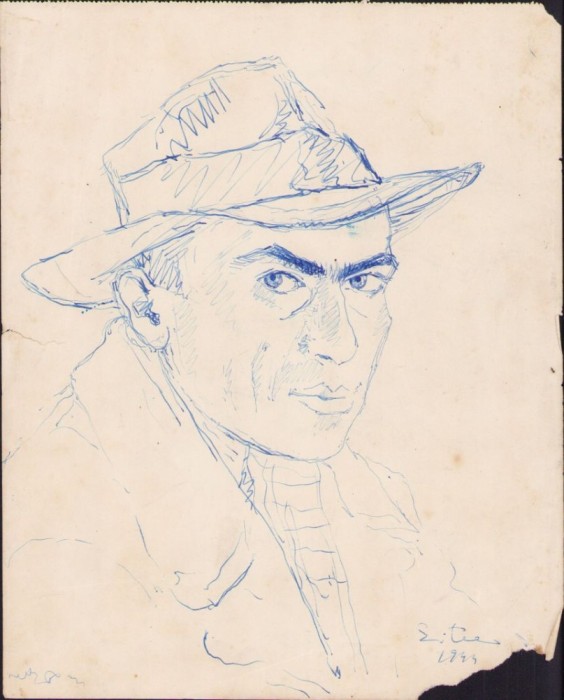 A1591 Schiță de Dimitrie &bdquo;Puiu&rdquo; Eitel, 1944, semnată
