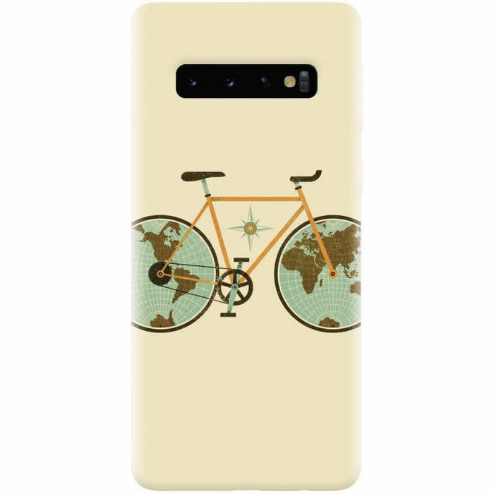 Husa silicon pentru Samsung Galaxy S10, Retro Bicycle Illustration