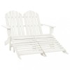 Scaun Gradina Adirondack 2 Locuri cu Otoman vidaXL, Lemn Brad, Alb, 119.5x147.5x89.5cm, Rezistent Intemperii, Relaxare Terasa/Gradina