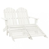 Scaun gradina Adirondack cu 2 locuri &amp; otoman alb, lemn de brad GartenMobel Dekor, vidaXL