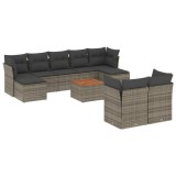 Cumpara ieftin Set mobilier de gradina cu perne, 10 piese, gri, poliratan
