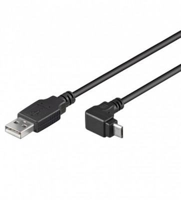 Cablu USB 2.0 la micro USB-B unghi jos/sus T-T 1m negru, KU2M1F-90 foto