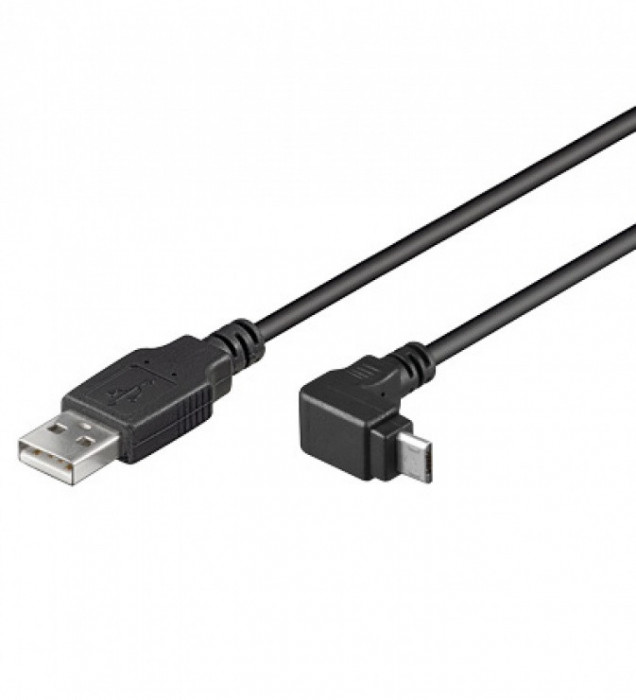Cablu USB 2.0 la micro USB-B unghi jos/sus T-T 1m negru, KU2M1F-90