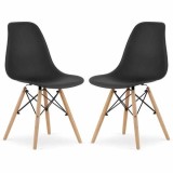 Set 2 Scaune Mercaton Acerenza, Stil Scandinav cu Picioare din Lemn de Fag, Cadru Metalic, Sezut PP, Maxim 120 Kg, 46 x 54 x 82