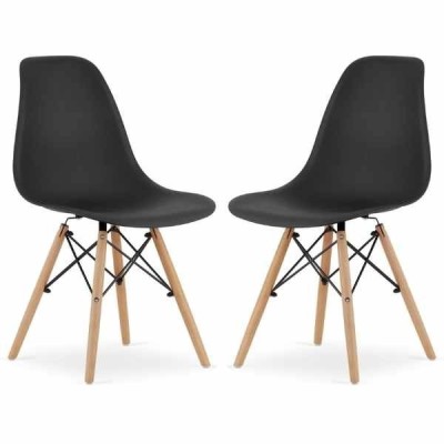 Set 2 Scaune Mercaton Acerenza, Stil Scandinav cu Picioare din Lemn de Fag, Cadru Metalic, Sezut PP, Maxim 120 Kg, 46 x 54 x 82 foto