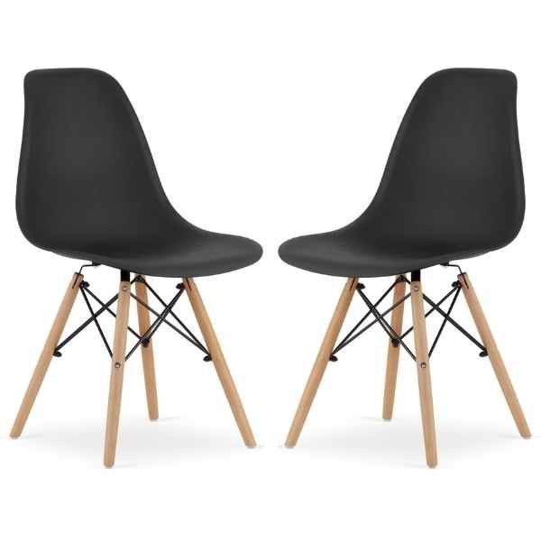Set 2 Scaune Mercaton Acerenza, Stil Scandinav cu Picioare din Lemn de Fag, Cadru Metalic, Sezut PP, Maxim 120 Kg, 46 x 54 x 82