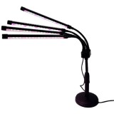 Lampa UV pentru cresterea plantelor, conectare la retea, 20W, 4 capete, 72 LED-uri, ajustabila pana la 66.5 cm, Lumina Alb Mov