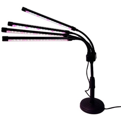 Lampa UV pentru cresterea plantelor, conectare la retea, 20W, 4 capete, 72 LED-uri, ajustabila pana la 66.5 cm, Lumina Alb Mov foto