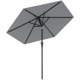 Outsunny Umbrelă Inclinabilă pentru Grădină și Terasă 2.3x2m cu Deschidere Ușoară prin Manivelă, Structură Metalică și 6 Stinghii, Gri | Aosom Romania