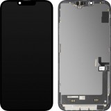 Display cu Touchscreen MP compatibil cu Apple iPhone 14 Plus, cu Rama, Versiune Soft OLED FHD Diagnostic, Negru