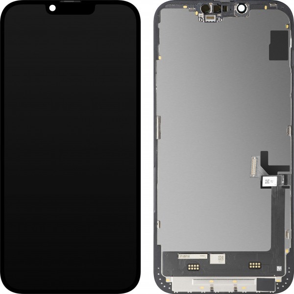 Display cu Touchscreen MP compatibil cu Apple iPhone 14 Plus, cu Rama, Versiune Soft OLED FHD Diagnostic, Negru