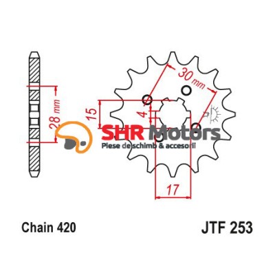 Pinion fata 420 JTF253 - 15 dinti JT Sprockets foto