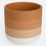Masca Ghiveci din Ceramică Teracota cu Model &icirc;n Dungi, CMCLASS