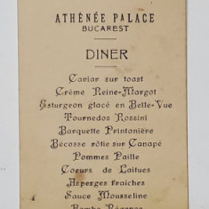 RESTAURANT ATHENEE PALACE , BUCURESTI , MENIUL ZILEI DE 11 APRILIE , 1922 , TEXT IN LB. FRANCEZA