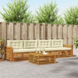 vidaXL Set de canapele de exterior cu pernă 5 pcs Natural și Crem 3372985