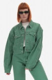 KSUBI geacă din denim Cropped femei, culoarea verde, de tranziție, oversize WPS23JK004-green