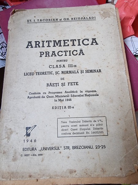 Aritmetica practica pentru clasa a III-a - Si. Tacorian