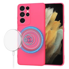 Husa silicon Samsung Galaxy S21 Ultra 5G Techsuit SoftFlex MagSafe, fucsia foto