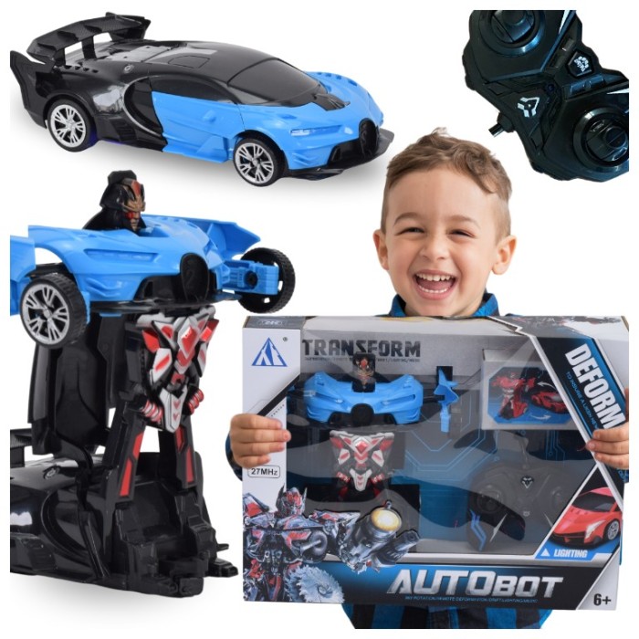 Mașină robot cu transformator automat și telecomandă Baterie 2-&icirc;n-1 cu telecomandă