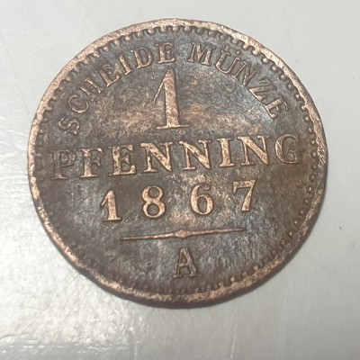 Germania Prusia 1 pfennig 1867 A Wilhelm l foto