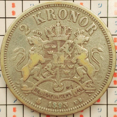 Suedia 2 Kronor 1893 argint - Oscar II - tiraj 48.800 - km 761 - A013