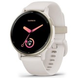 Nou! Ceas activity outdoor tracker Garmin vivoactive 5, GPS, 42mm, curea silicon, Cream Gold/Ivory