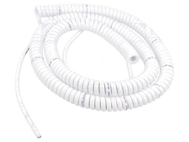 Cablu spiralat neecranat alb 1,5m 300V