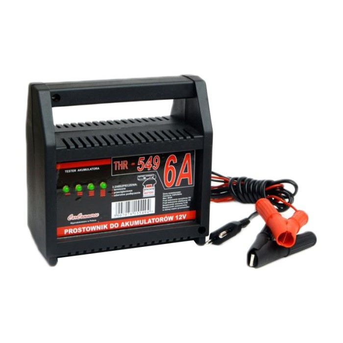 Incarcator pentru baterii auto THR URZ0372, 12V, 6A, protectie termica si la scurtcircuit Incarcator pentru baterii auto THR URZ0372, 12V, 6A, protectie termica si la scurtcircuit