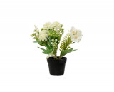 Floare artificiala in ghiveci Hydrangea, Decoris, &Oslash;18 x 24 cm, poliester/plastic, alb