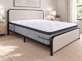 Pat Vida 160x200 cm Tapitat Stofa Bej Somiera Metalica Inclusa Model (cod MB20)