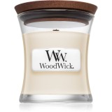 Woodwick White Tea &amp; Jasmine lum&acirc;nare parfumată cu fitil din lemn 85 g