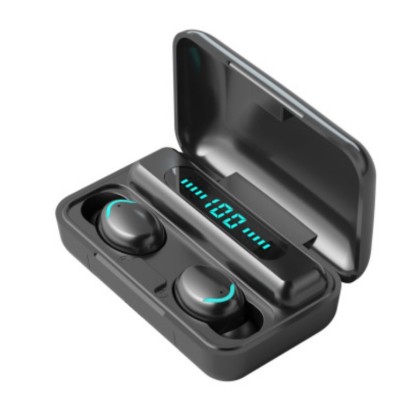 Casti TWS wireless, Angel City, Bluetooth 5.0, Binaural, Impermeabil, Carcasa 2000mAh, Negru foto
